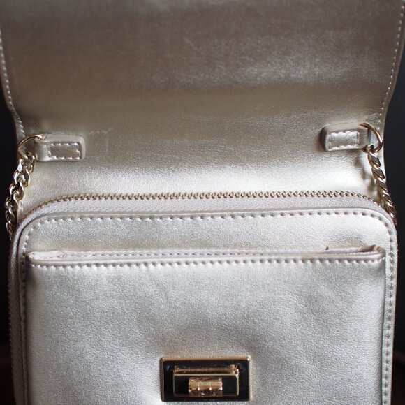 Danier | Like NEW Small Silver/Gold Leather Crossbody Bag - Picture 5 of 10